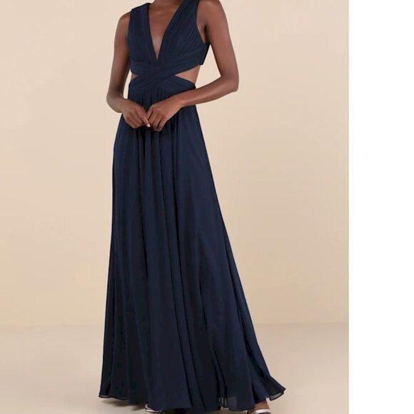 Lulu's Vivid Imagination Navy Blue Cutout Maxi Dress Size XL New NWT - Picture 5 of 7